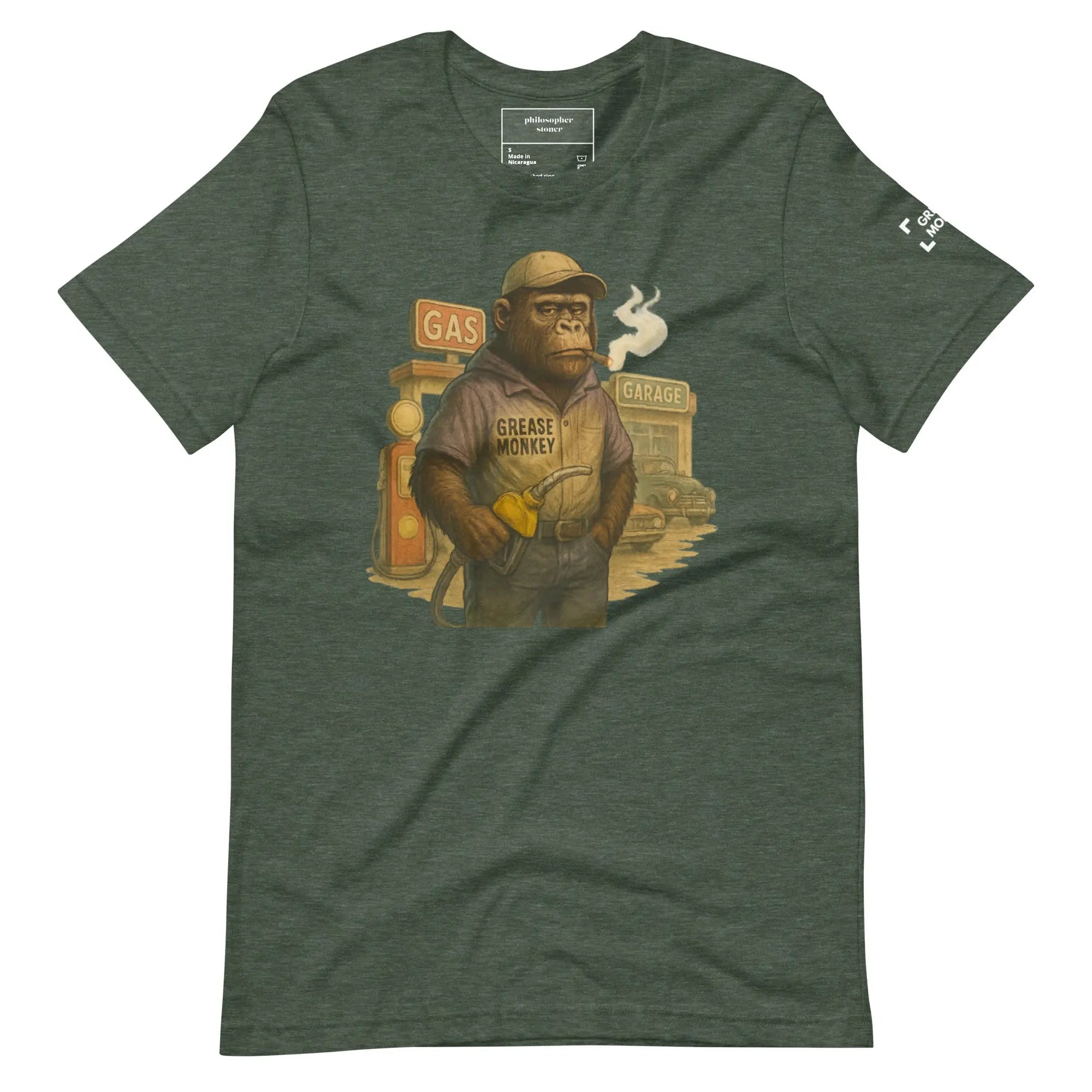 GREASE MONKEY BLK/GRN Unisex T-shirt Philosopher Stoner