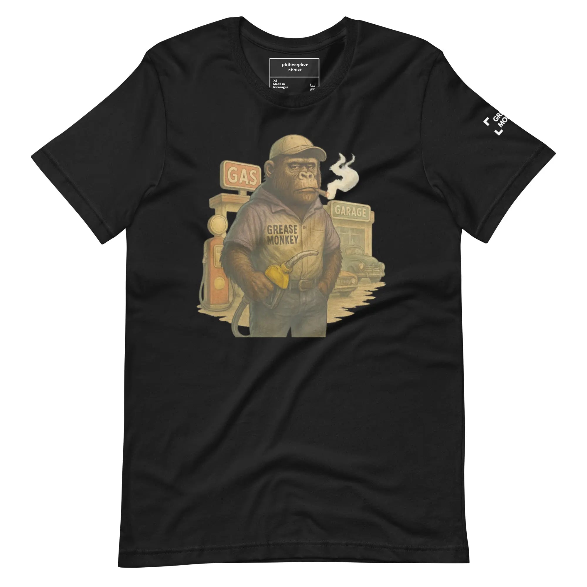 GREASE MONKEY BLK/GRN Unisex T-shirt Philosopher Stoner