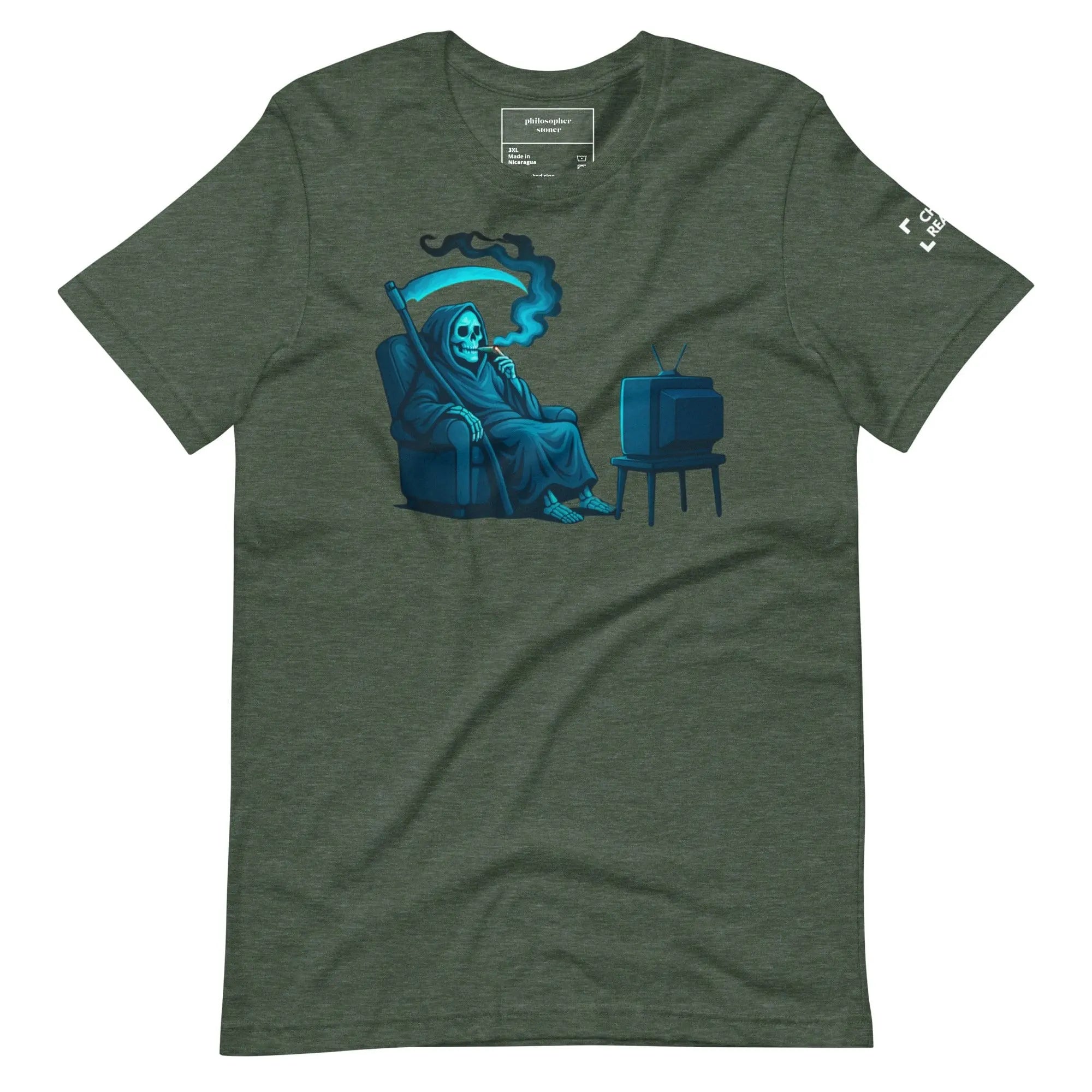 Philosopher Stoner Heather Forest / 3XL CHILL REAPER BLK/GRN Unisex T-shirt