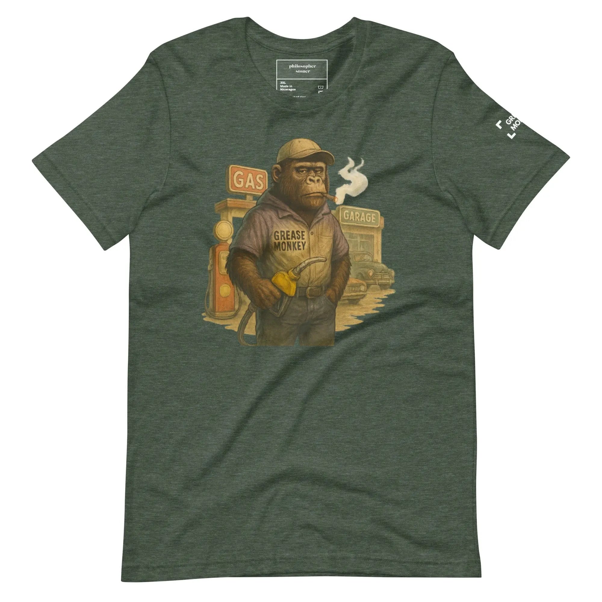 Philosopher Stoner Heather Forest / 3XL GREASE MONKEY BLK/GRN Unisex T-shirt