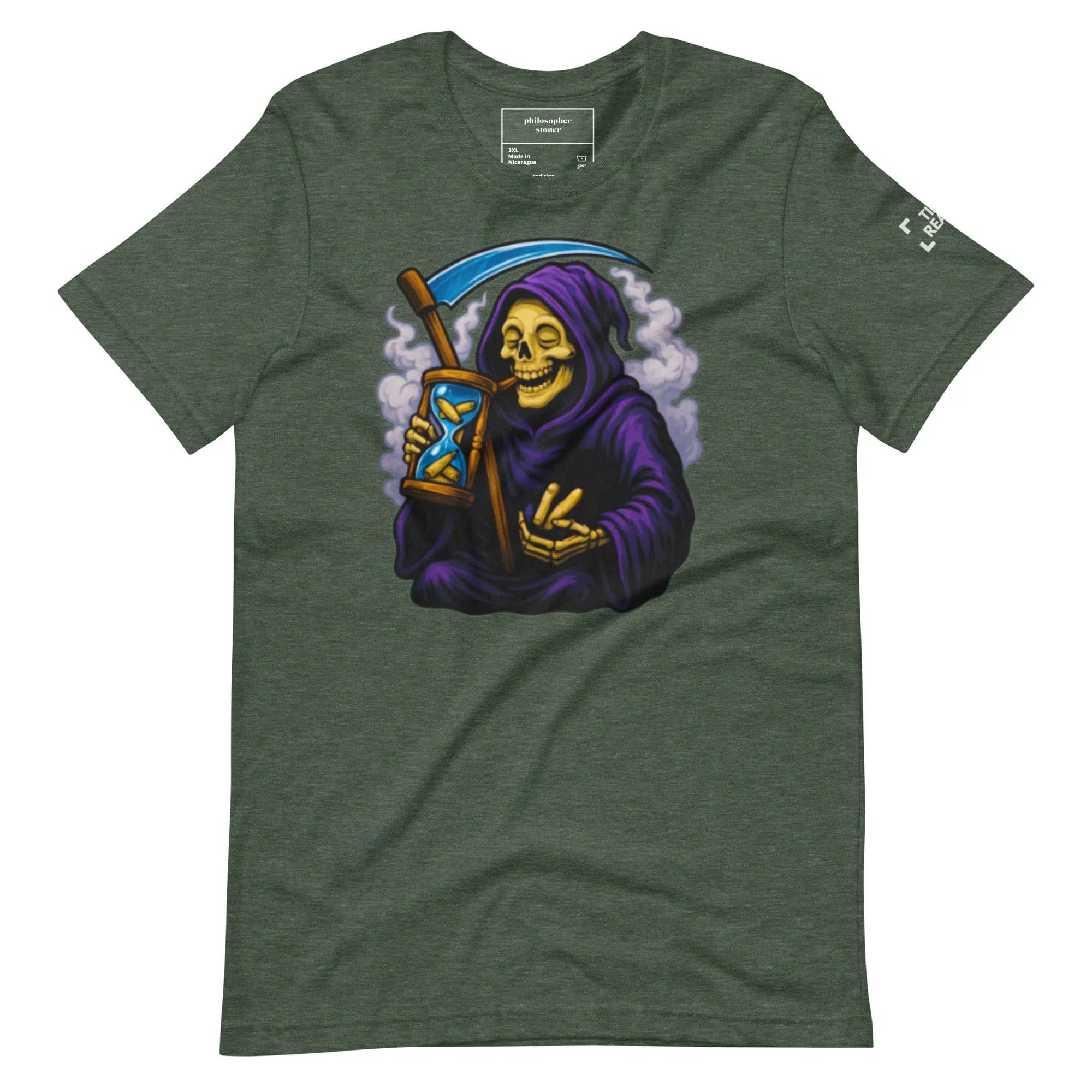 Philosopher Stoner Heather Forest / 3XL TIME REAPER BLK/GRN Unisex T-shirt