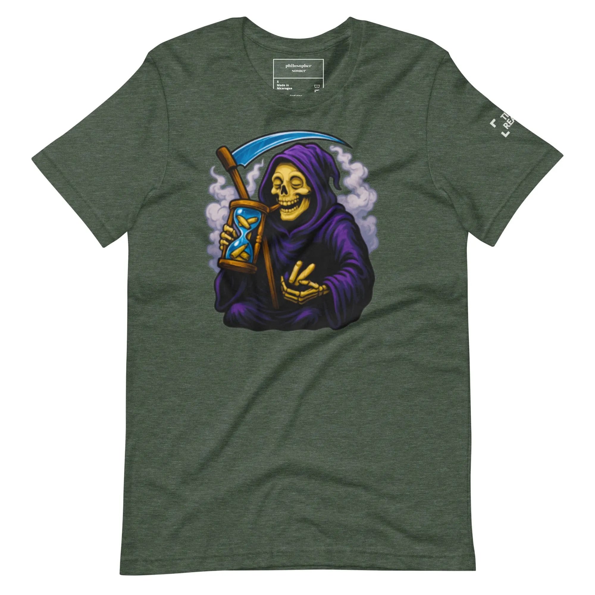 Philosopher Stoner Heather Forest / S TIME REAPER BLK/GRN Unisex T-shirt