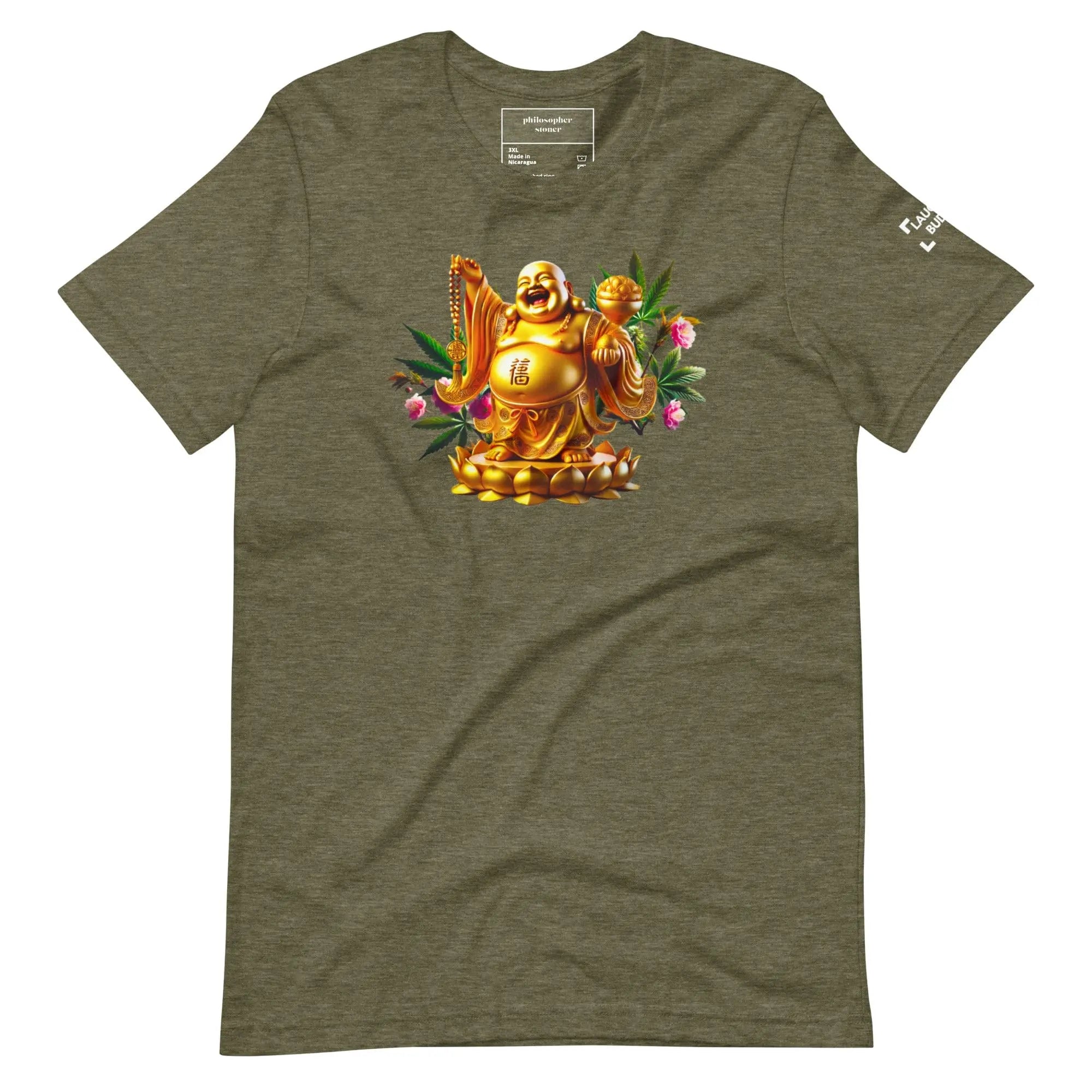 Philosopher Stoner Heather Olive / 3XL Laughing Buddha BLK & GRN Unisex t-shirt