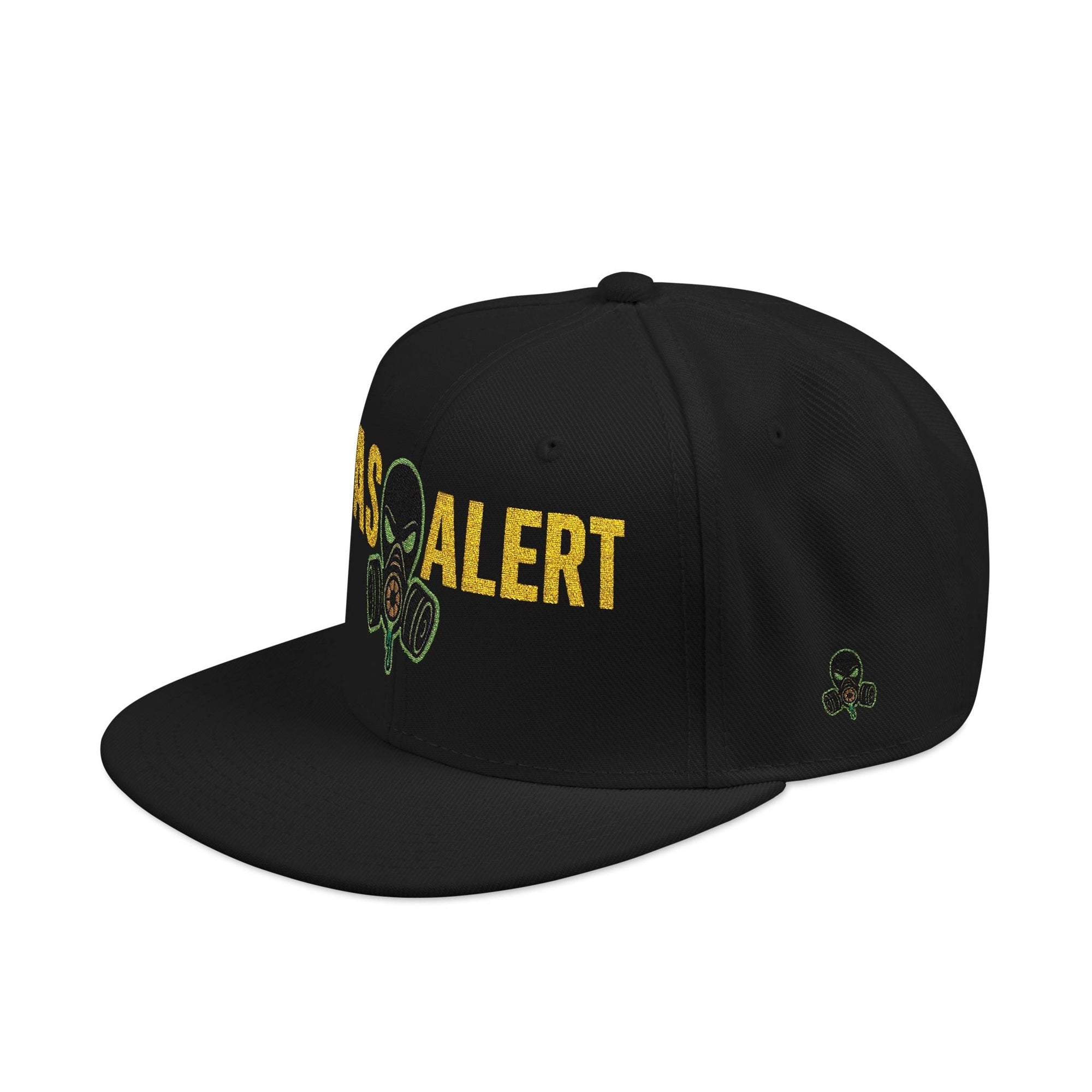 Printify Hats One size / Black Gas Alert Snapback Hat, Cool Embroidered Cap for Casual Style, Perfect for Events & Gifts, Trendy Adjustable Hat, Unique Streetwear