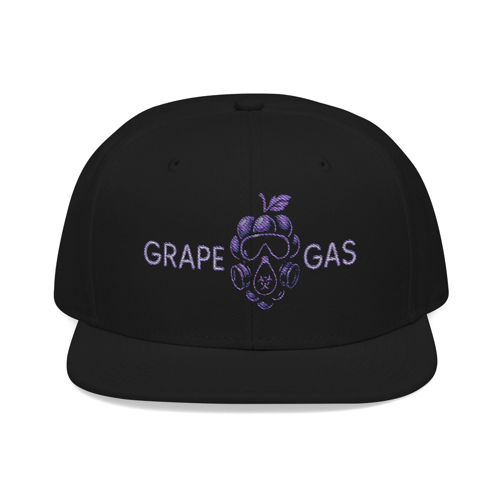 Printify Hats One size / Black Grape Gas Snapback Hat, Adjustable Black Cap, Trendy Streetwear, Cool Gift for Fashion Lovers, Unique Embroidered Cap, Summer Accessories
