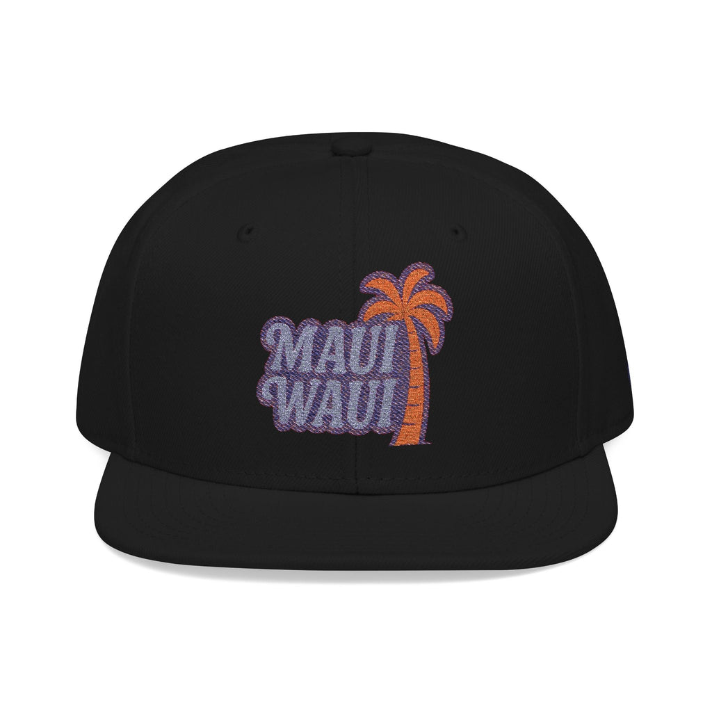 Printify Hats One size / Black Maui Waui Snapback Hat, Embroidered Cap, Beach Vibes Aesthetic, Summer Accessory, Vacation Gift, Unisex Headwear