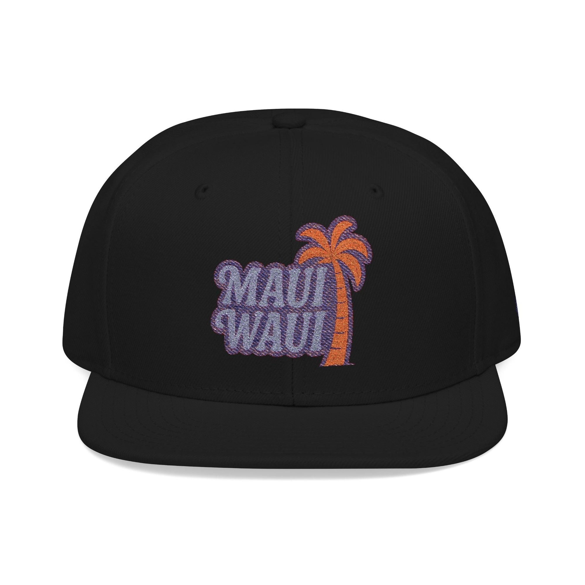 Printify Hats One size / Black Maui Waui Snapback Hat, Embroidered Cap, Beach Vibes Aesthetic, Summer Accessory, Vacation Gift, Unisex Headwear