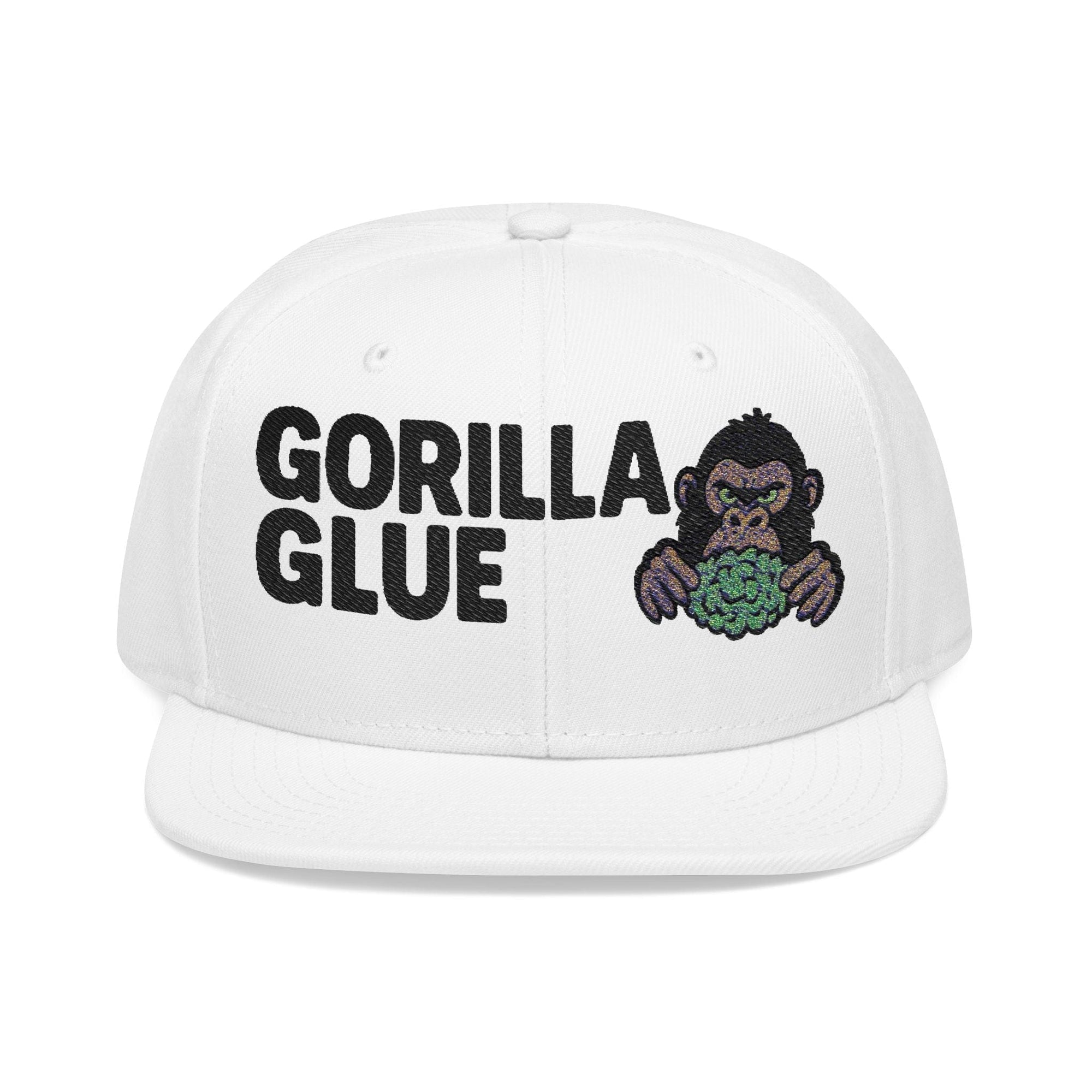 Printify Hats One size / White Gorilla Glue Snapback Hat, Stoner Cap, Funny Outdoor Hat, Gift for Smokers, Casual Streetwear, Adjustable Embroidered Cap